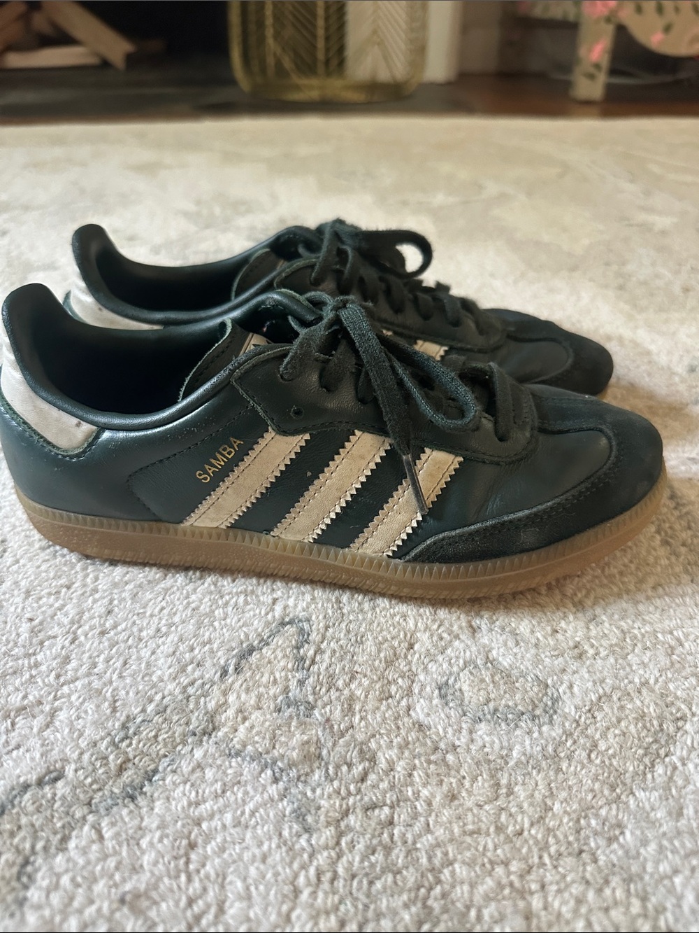 adidas SAMBA Dark Green kid’ Sneakers with White Stripes